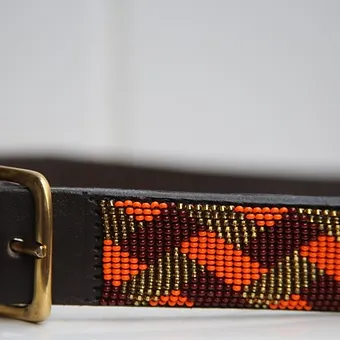 Maasai beaded belts, Leather belts with beaded patterns