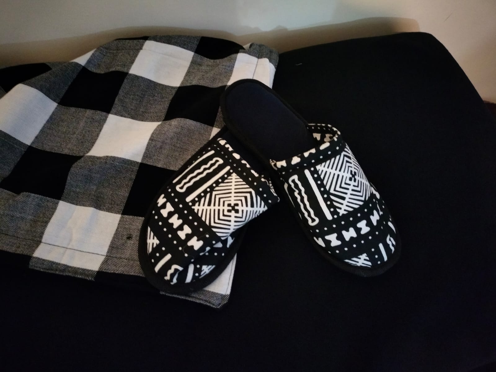 Black and white Ankara slippers, Ankara slippers, Kenyan Ankara slippers