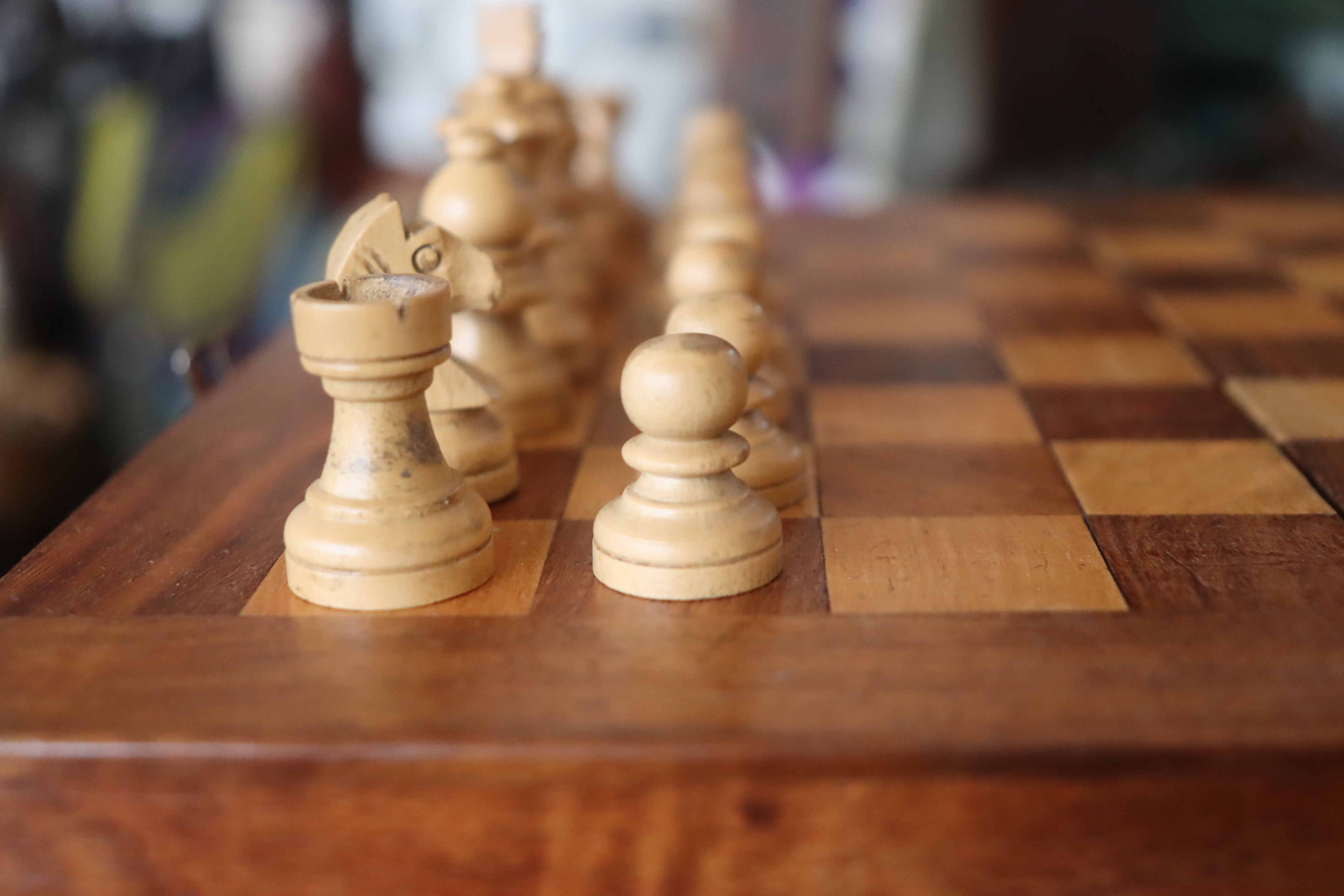 Rectangular wooden chess board