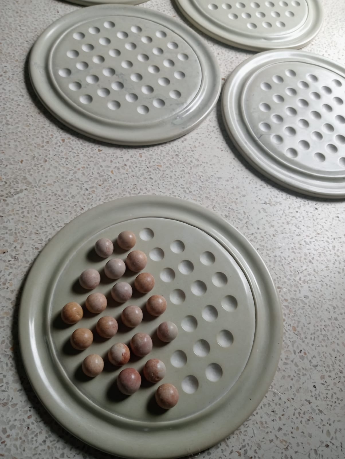 Solitaire Soapstone Board and Marbles