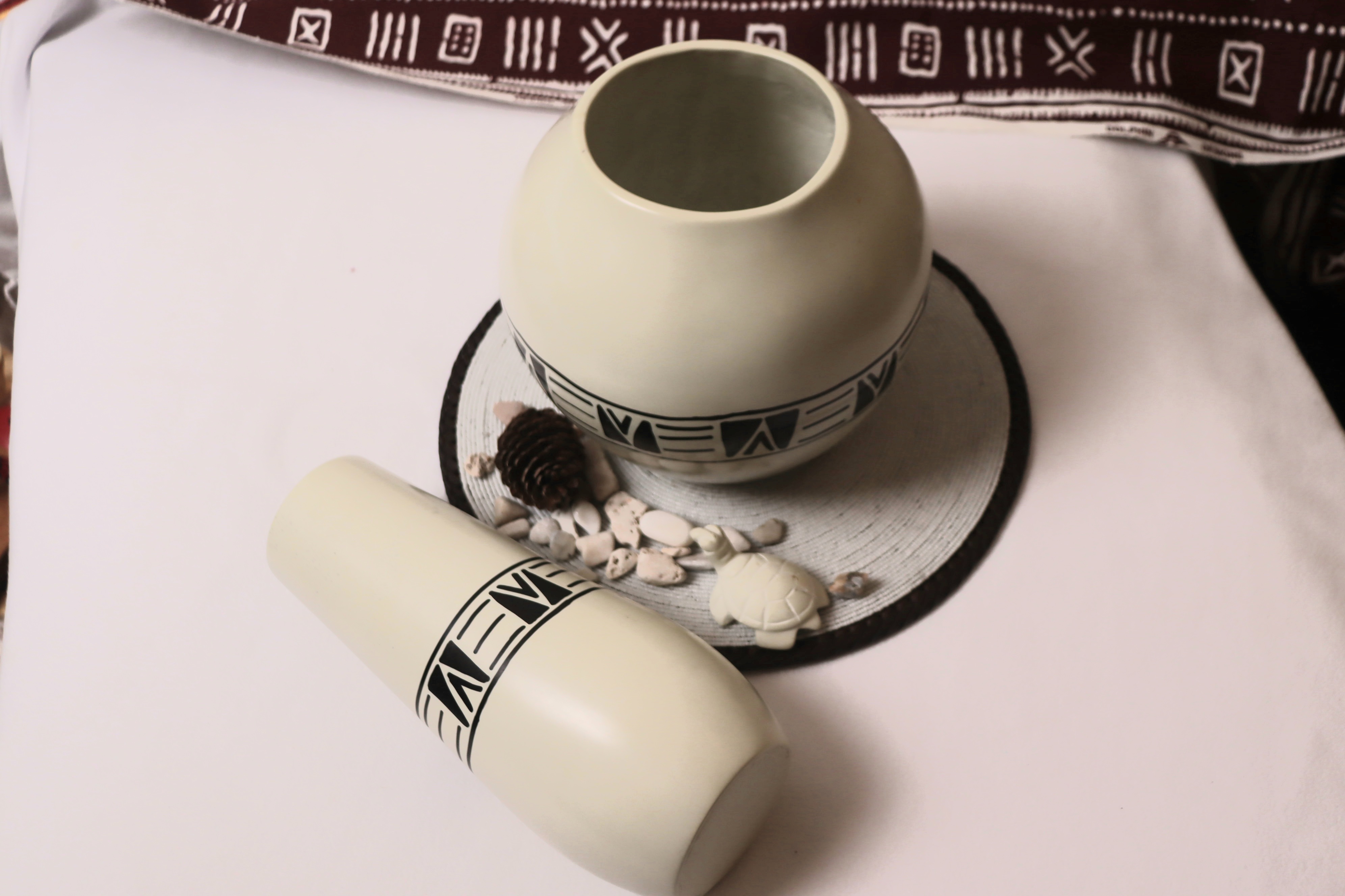 White patterned Soapstone vase gift package.